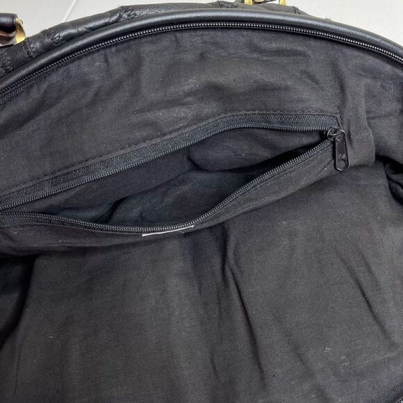 Vintage Black Patchwork Suede Studded Shoulder Handbag Faux Leather Multicolor - Picture 7 of 14